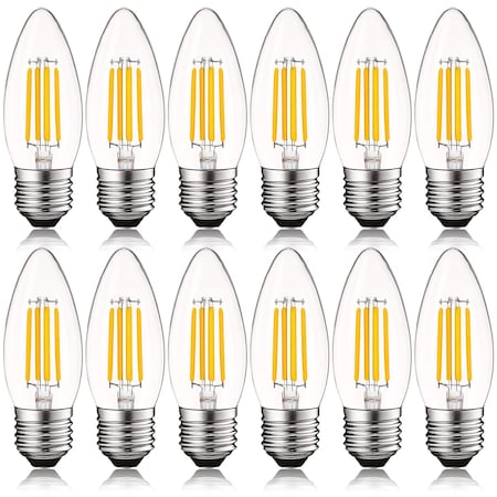 Luxrite B11 LED Light Bulbs 5W (60W Equivalent) 550LM 2700K Warm White Dimmable E26 Base 12-Pack LR21602-12PK